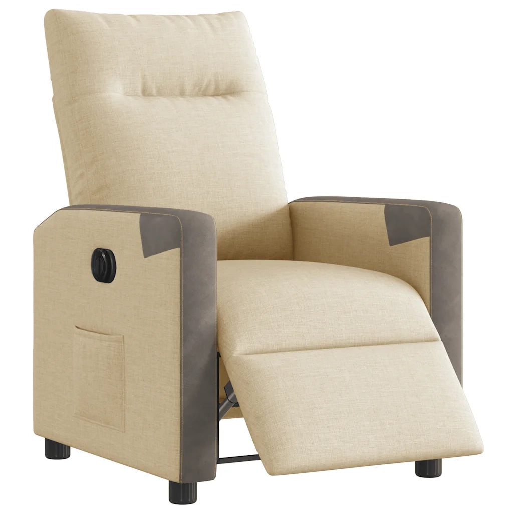 Poltrona | Sedia Relax Elettrica Reclinabile Crema in Tessuto