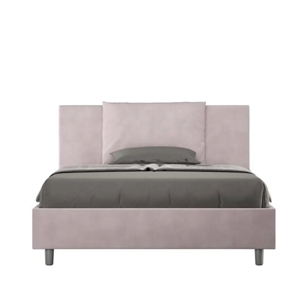 Letto matrimoniale francese senza rete imbottito 140x210 microfibra glicine Antea