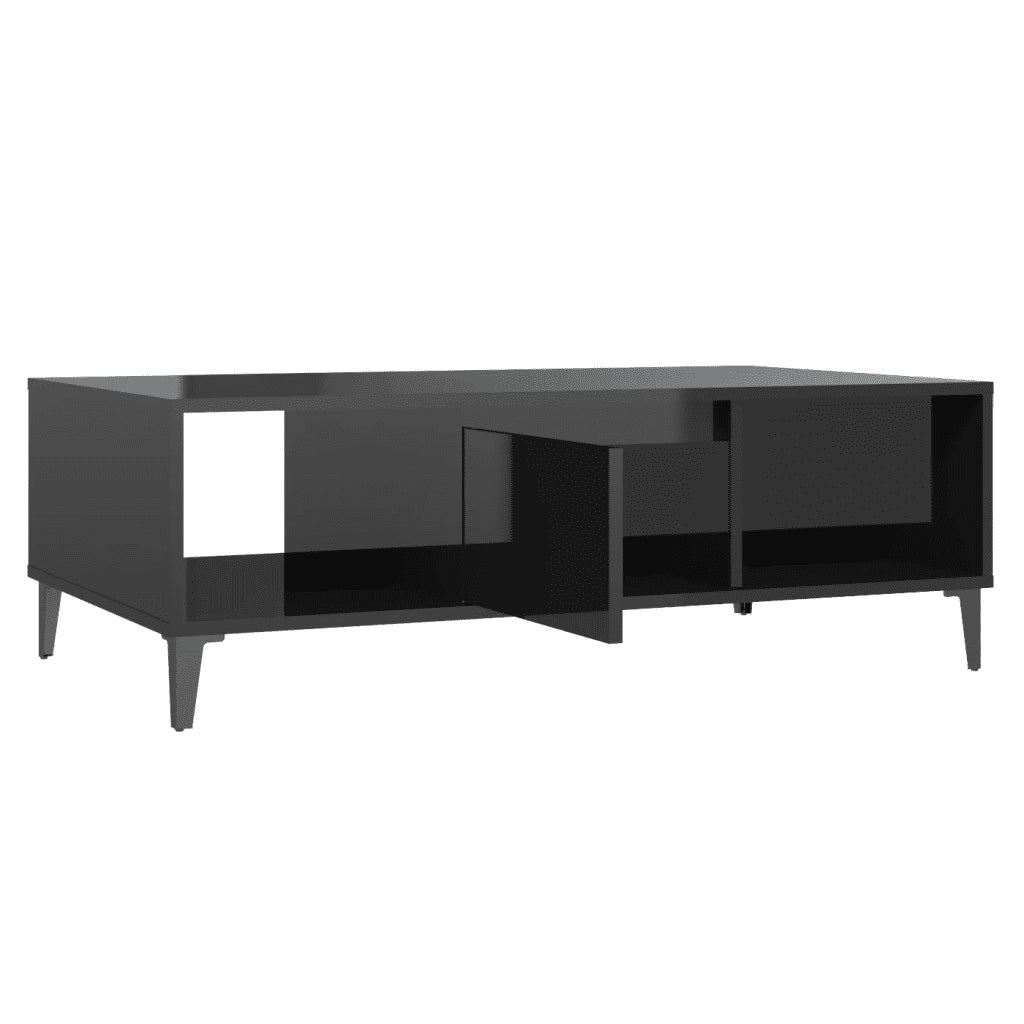 Tavolino da Salotto Nero Lucido 103,5x60x35cm Legno Multistrato 806029