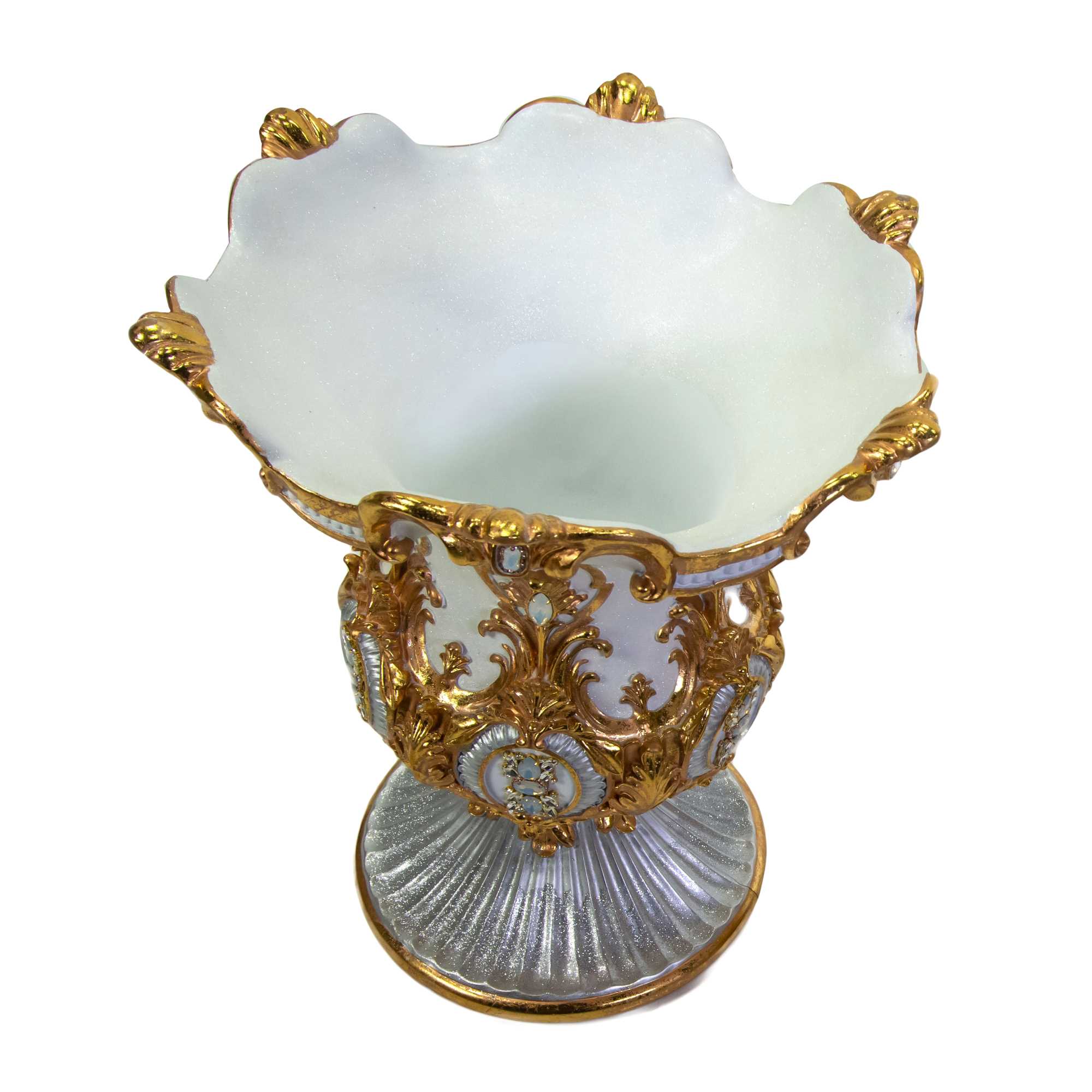 Portavaso resina oro e bianco cm 61,7x53,8xh69,7