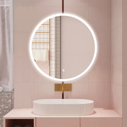 AICA Specchio da bagno 70 x 70 cm, antiappannamento, dimmerabile, interruttore touch, Funzione Memoria