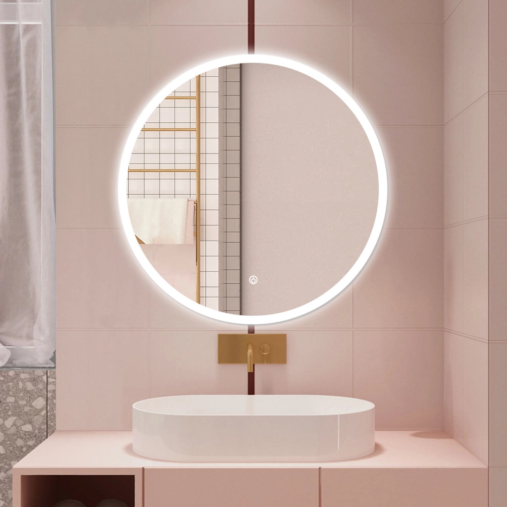 AICA Specchio da bagno 70 x 70 cm, antiappannamento, dimmerabile, interruttore touch, Funzione Memoria