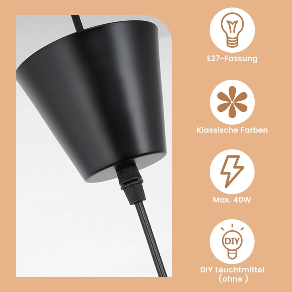 ZMH Lampada a Sospensione Moderna a LED Nero E27 80 cm per Sala da Pranzo