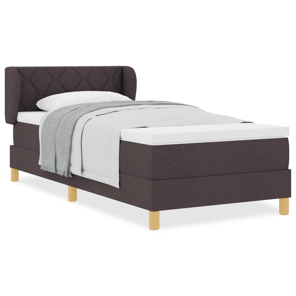 Letto Box Spring con Materasso Marrone Scuro 90x200 cm Tessuto