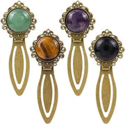 Fogliere di lettura vintage con pietra naturale amethyste in bronzo antico retro stile.