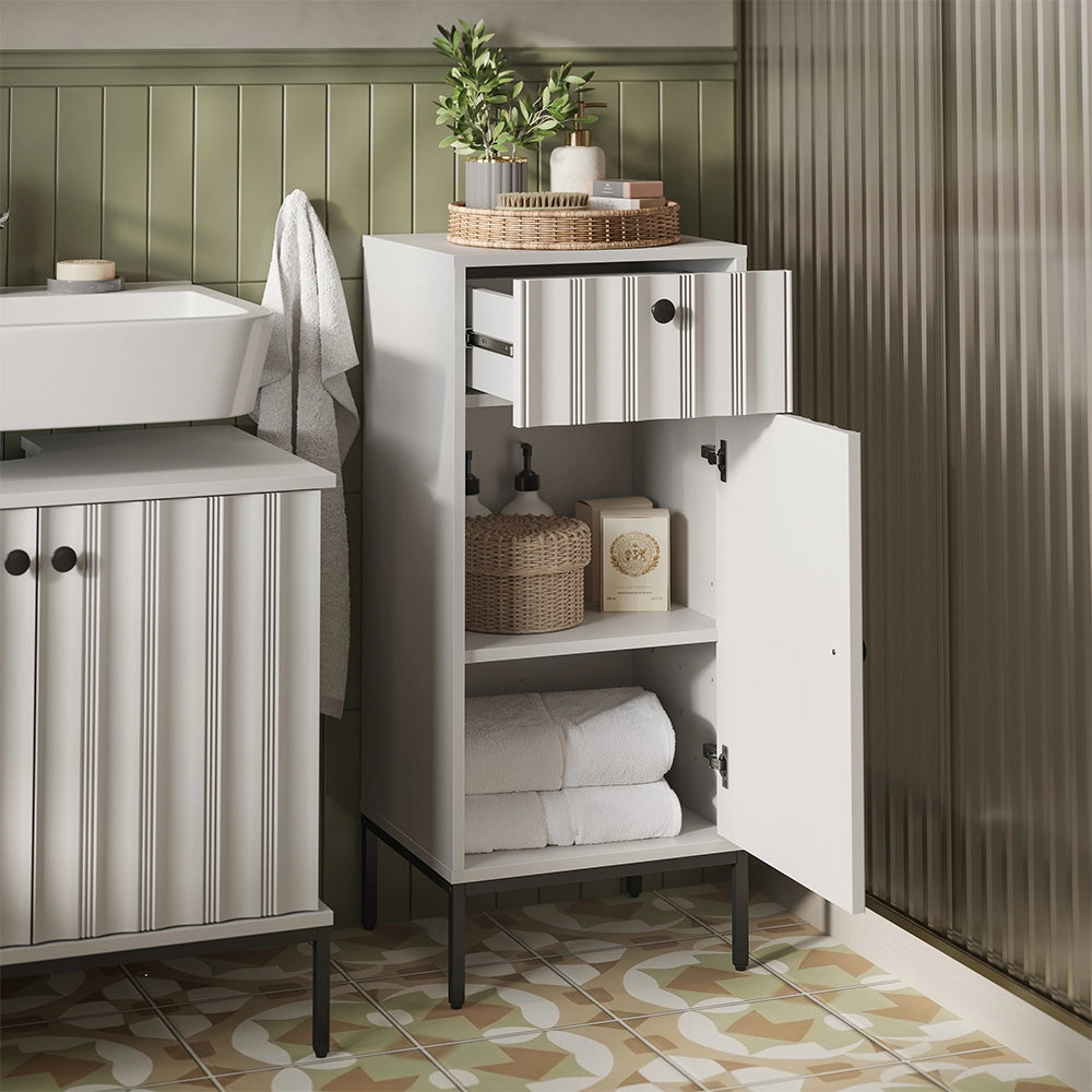 Vicco Set di mobili da bagno Ondulazione bianca 4 parti
