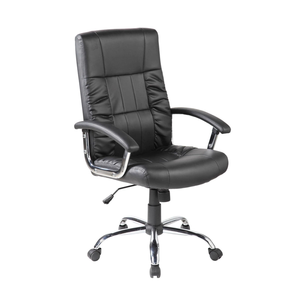 Sedia da ufficio Alberica, Poltrona direzionale con braccioli, Sedia ergonomica da ufficio, 69x64h106/116 cm, Nero