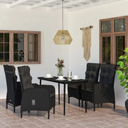 Set da Pranzo per Giardino 5 pz con Cuscini Nero cod mxl 42859