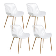 Set di 4 robuste sedie da pranzo Materiale sintetico Legno poliestere Gambe in ferro Transprint Bianco Kleve