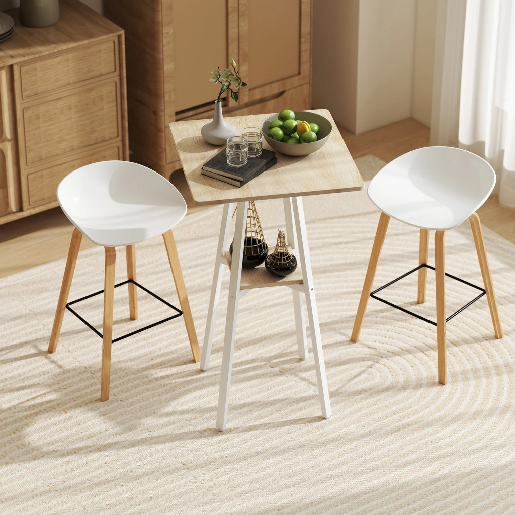 Tavolino da caff¨¨ con ripiano ¨C zephmum ¨C 55x55x95 cm legno naturale e bianco