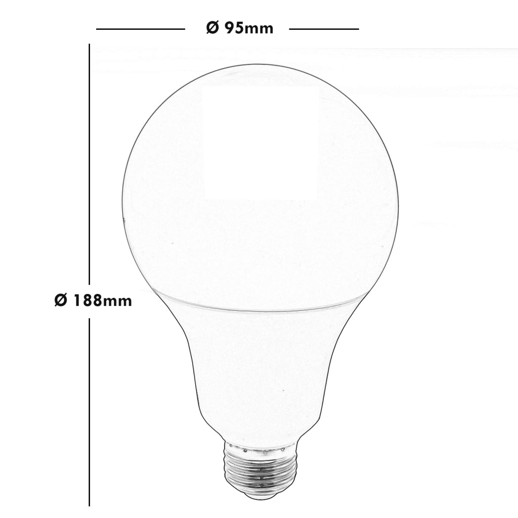 Lampada LED 20W resa 180W lampadina attacco E27 A95 1800 lumen 230V LUCE 4000K