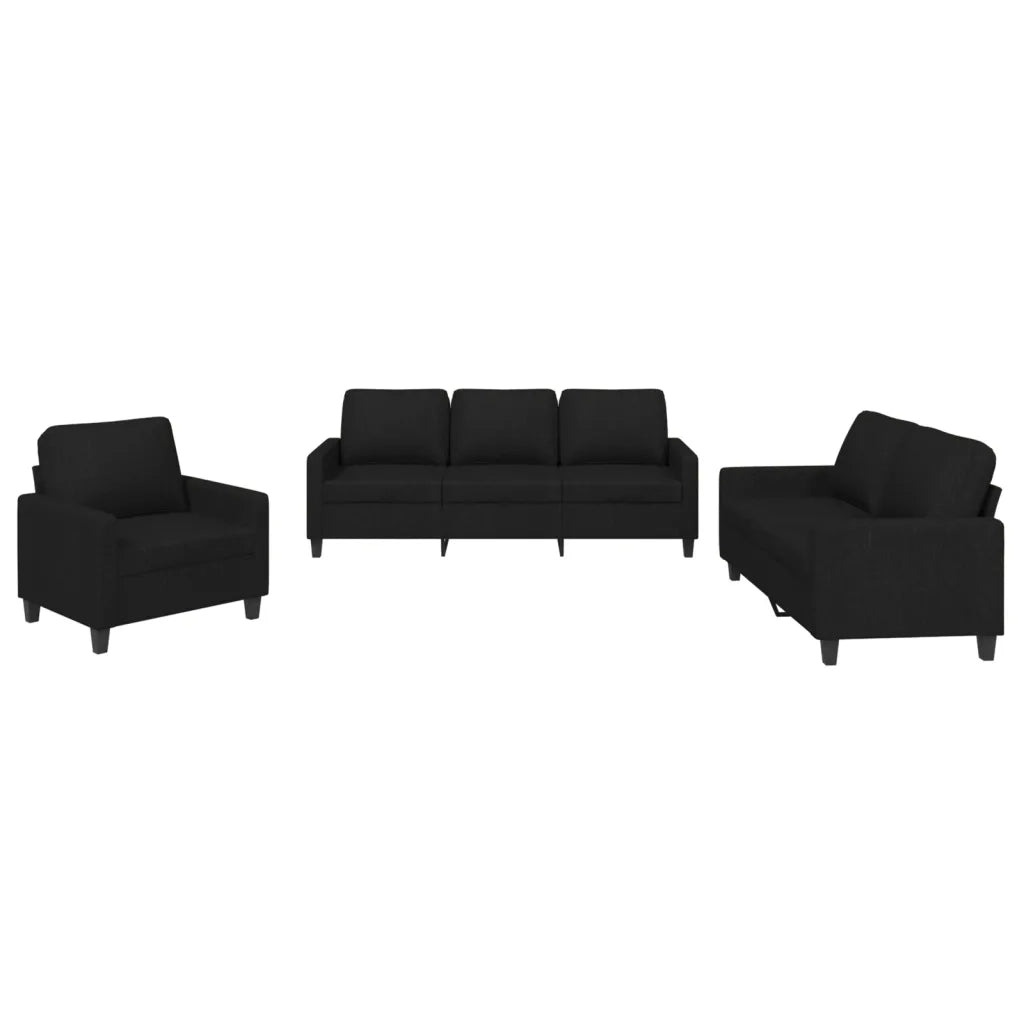 Set di Divani 3 pz con Cuscini Nero in Tessuto 3201432