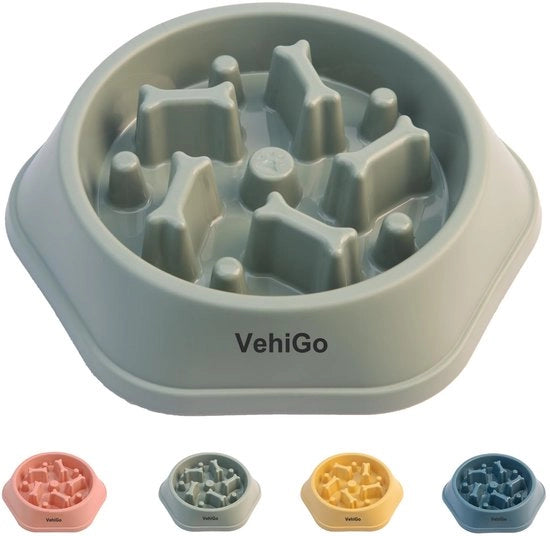 VehiGo voerbak per cani piccoli e medi, anti-versticco puzzola per cani, ciotola per cani antiscivolo interattiva per alimentazione salutare, lavastoviglie resistente (M, verde)