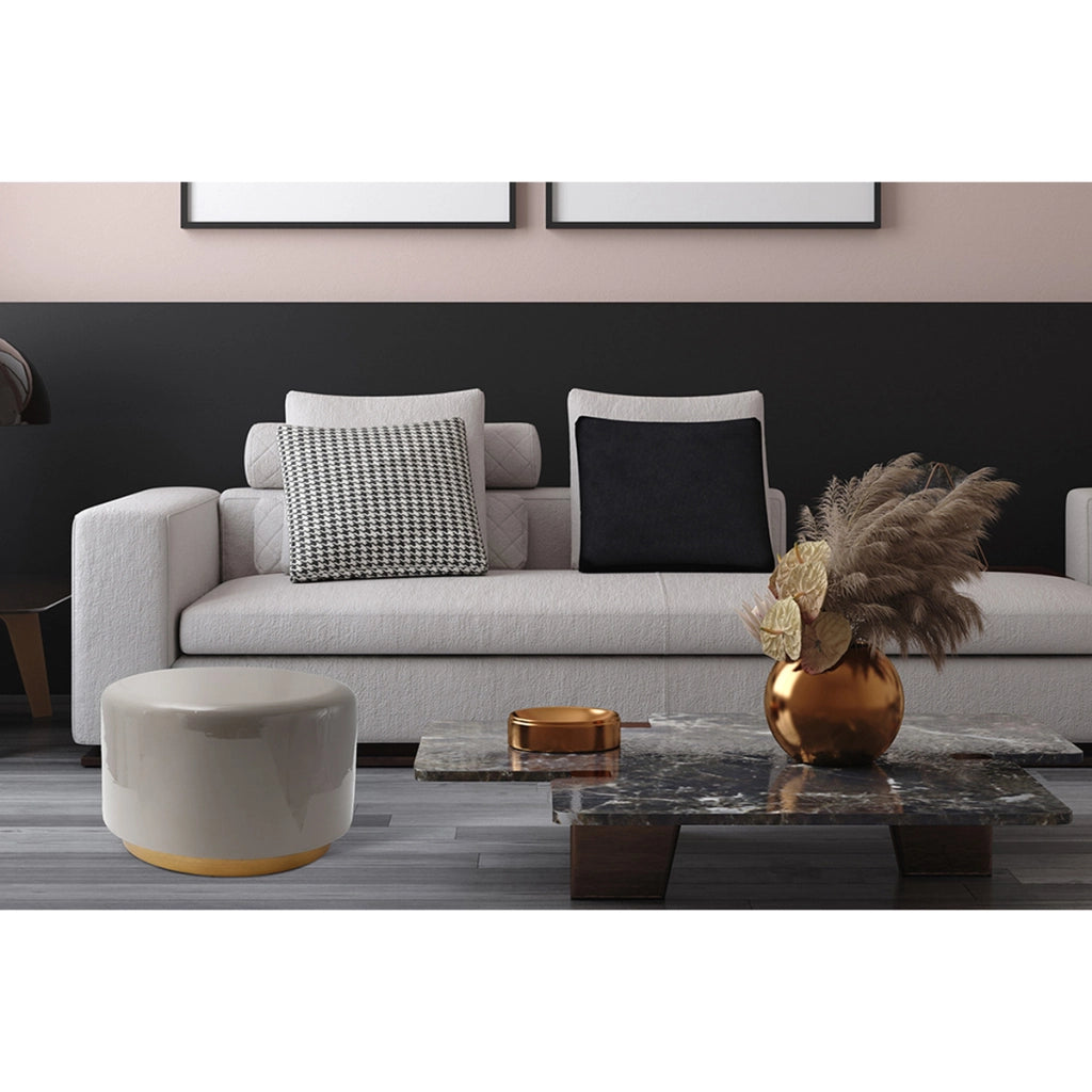 Pouf Artisse 250 Grigio in Velluto con Base Dorata