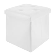 Pouf Poggiapiedi In Ecopelle 2 In 1 Contenitore 38x38Cm Quadrato Salotto Sgabello Camera Soggiorno Portaoggetti Design Moderno Complemento D'arredo Portaoggetti Panca Ingresso  Bianco