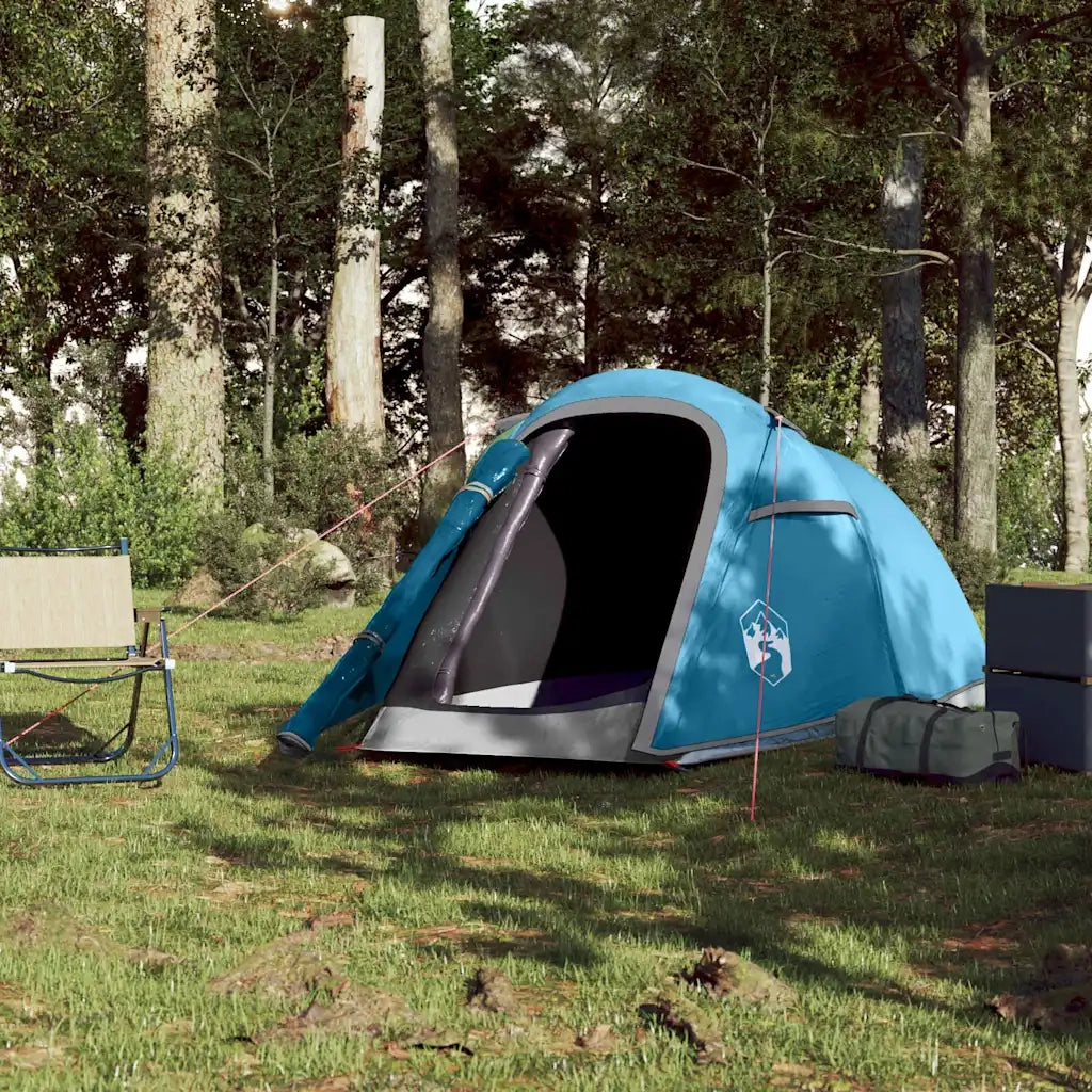 Tenda da Campeggio a Tunnel per 2 Persone Blu Impermeabile 94605