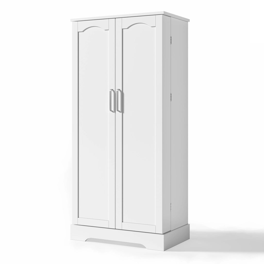 Mobile Dispensa 60x35x128 cm Bianco con LED Sensore; 2 Ante; Ripiani Regolabili e Sistema Antiribaltamento