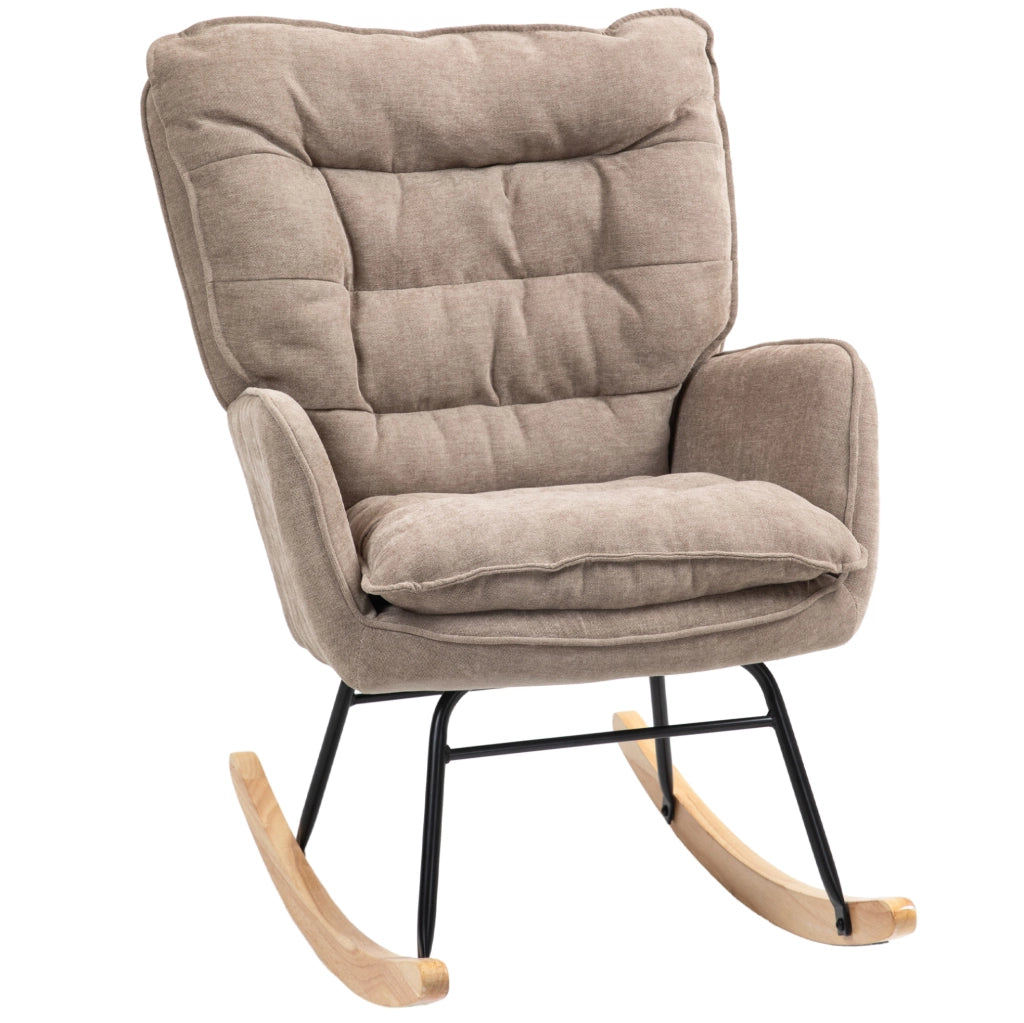 Sedia a dondolo 71x98.5x97 cm con seduta ampia e schienale ergonomico in poliestere marrone