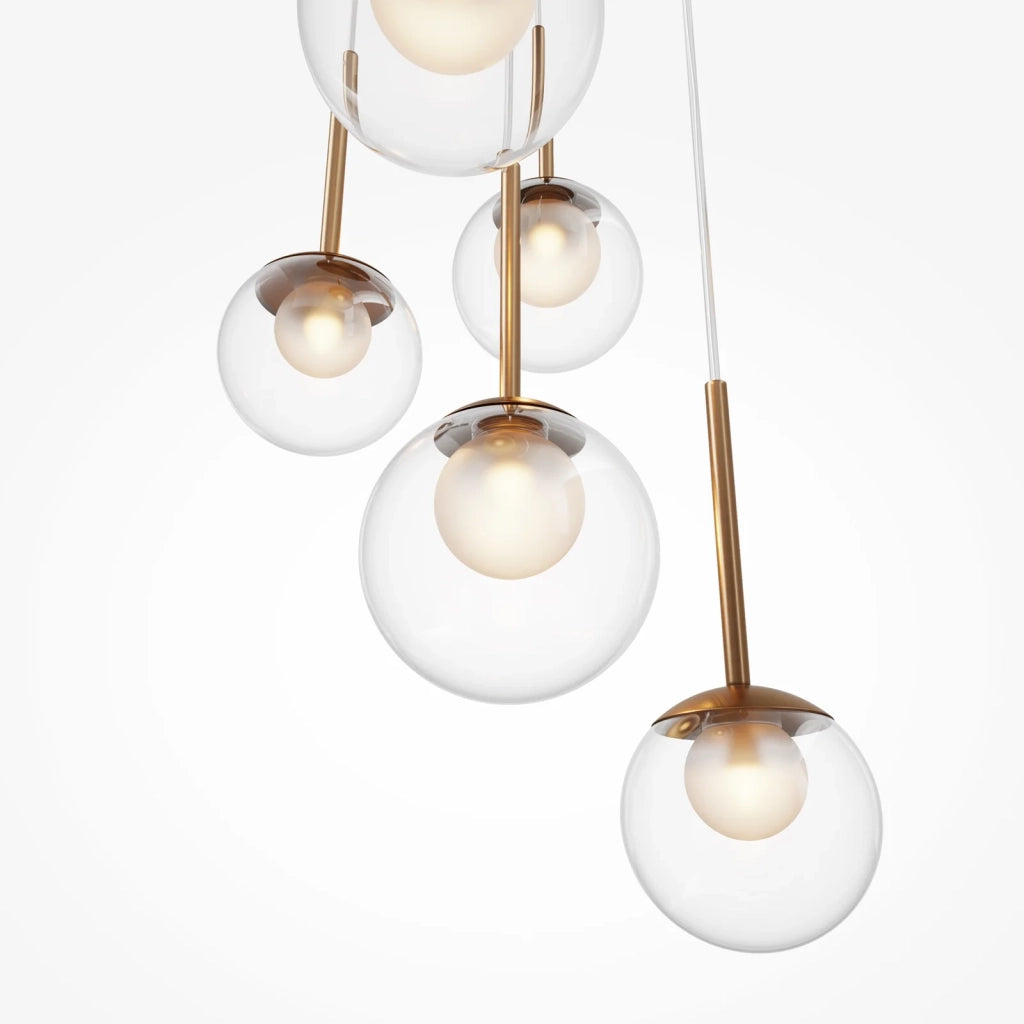 Lampadario A Sospensione Moderno Basic Form 5 Luci G9 20W Metallo Oro Ip20