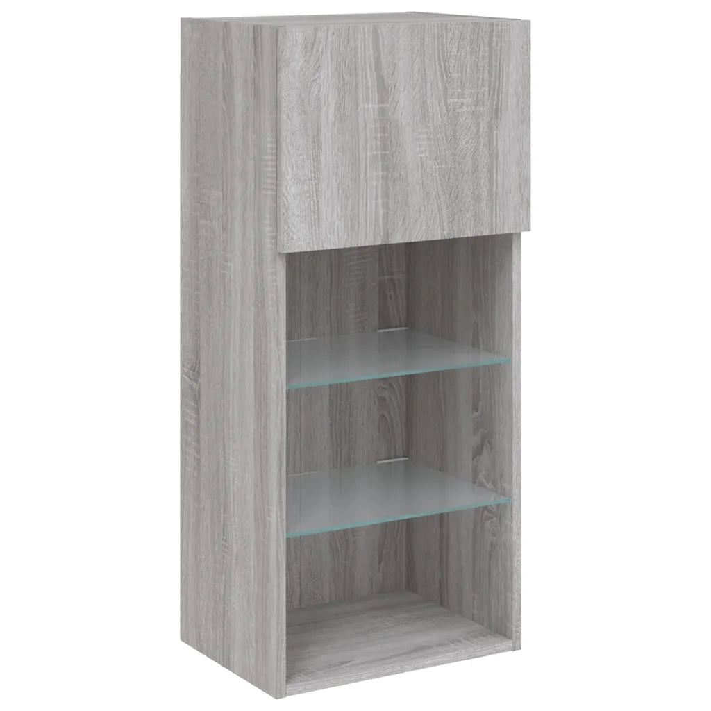 Mobile TV con Luci LED-Credenza TV-Console TV Grigio Sonoma 40,5x30x90 cm