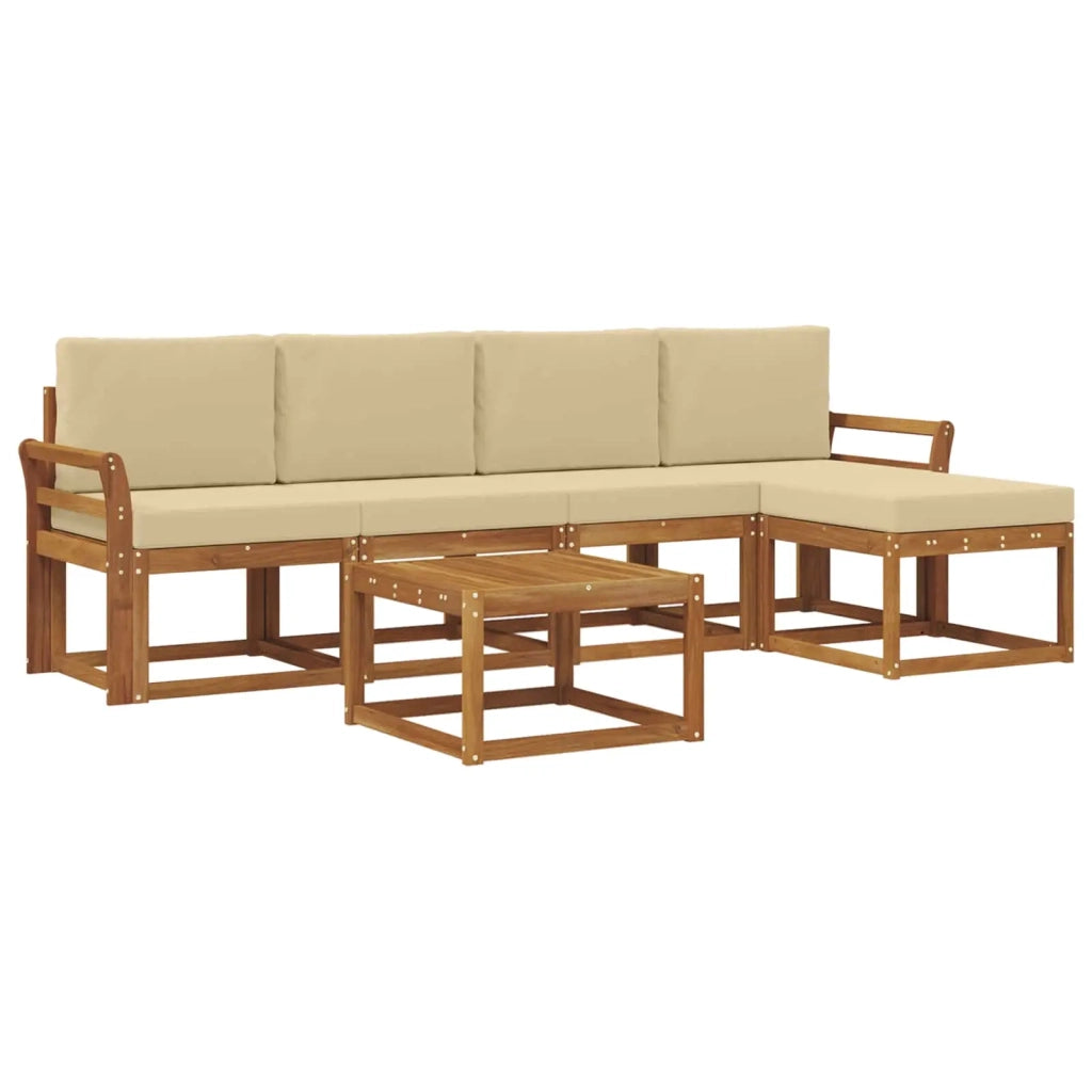 Set di divani da esterno con cuscino 6 pcs Naturale e Beige