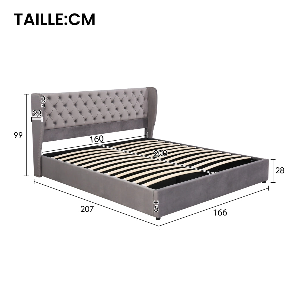 Letto Contenitore 160 x 200 cm; Letto Matrimoniale - Testiera Alta e Rete a Doghe
