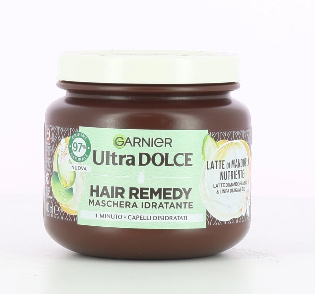 GARNIER ULTRA DOLCE MASCHERA IDRATANTE PER CAPELLI DISIDRATATI  LATTE DI MANDORLA E LINFA DI AGAVE BIO 340 ML