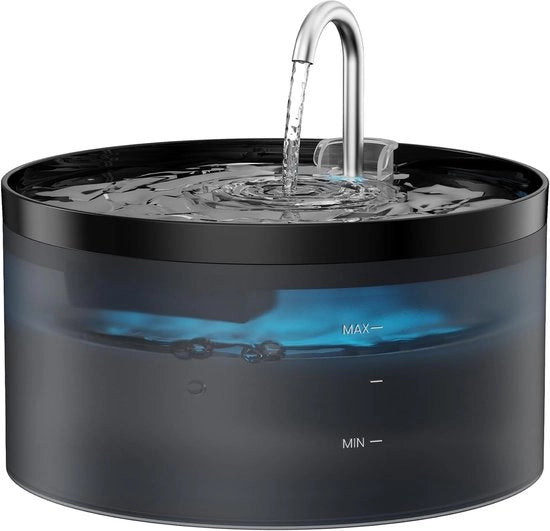 Fonte di acqua per gatti BEMOONY, 3,2L, Pomp silenziosa con LED, Filtro profondo, Serbatoio acqua trasparente, Adatto per famiglie con più animali domestici, Nero