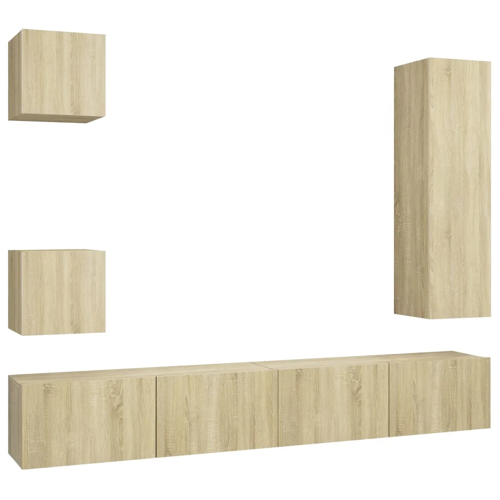 Set di Mobili TV 5 pz-Set di 5 Credenza per TV Rovere Sonoma in Legno Multistrato 500094
