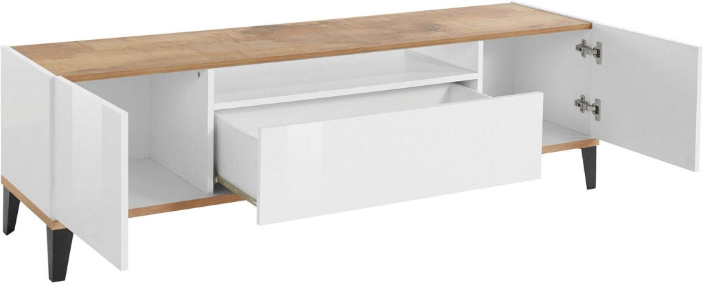 Mobile TV 2 Ante 1 Cassetto 160x40x47 cm Sunrise Acero Pereira e Ardesia