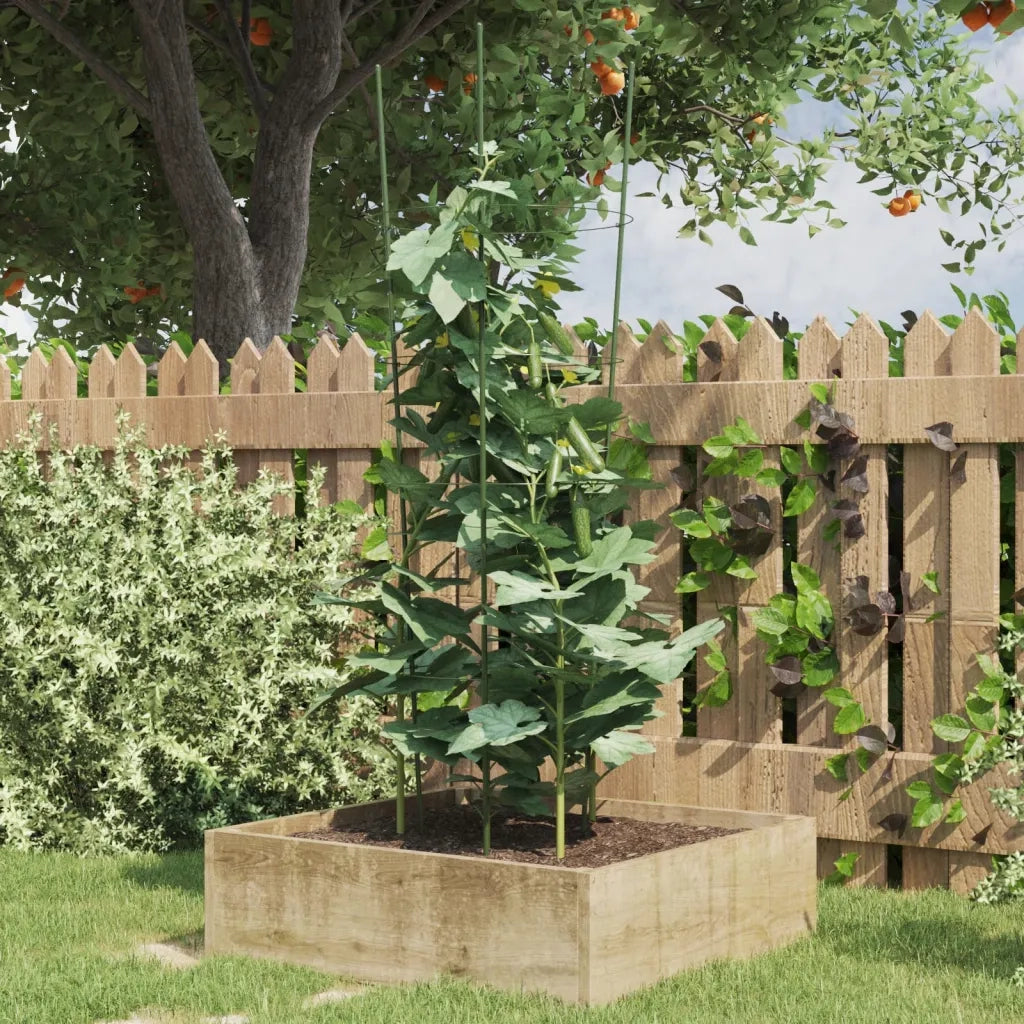 Supporti Piante da Giardino con 4 Anelli 5 pz Verde 90cm Acciaio CFW7116453