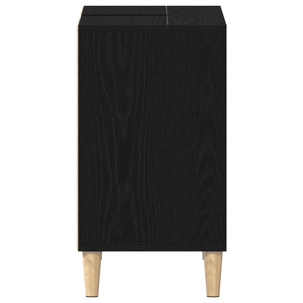 Mobiletto per Lavabo Rovere Nero 80x33x60 cm in Legno Massello 862127