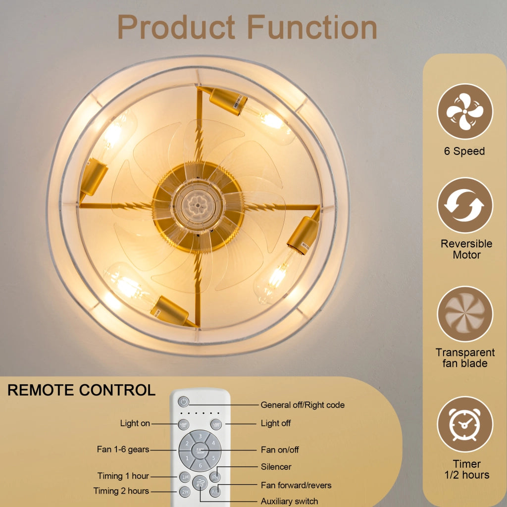 Ventilatore da soffitto moderno 19 pollici, pale ABS, doppio controllo app e telecomando, 6 velocit¨¤ reversibili, ideale per camere e bambini