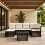 Set Divano da Giardino 7 pz Nero polyrattan 3435781