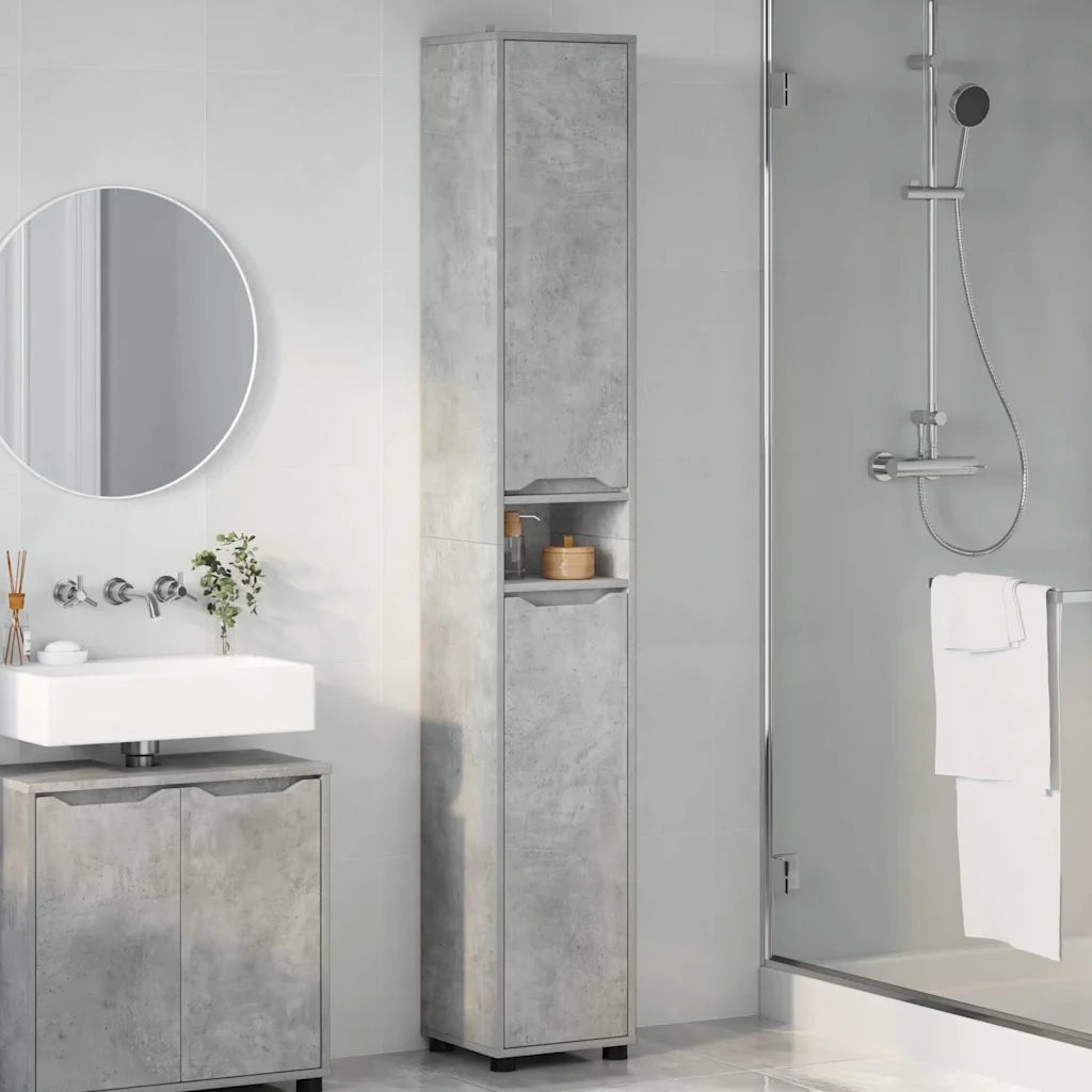 Mobile da Bagno con porta Grigio cemento 30,5 x 30 x 195 cm 888760