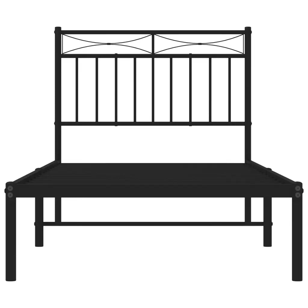Giroletto con Testiera-Struttura Letto con testiera in Metallo Nero 90x190 cm 316757
