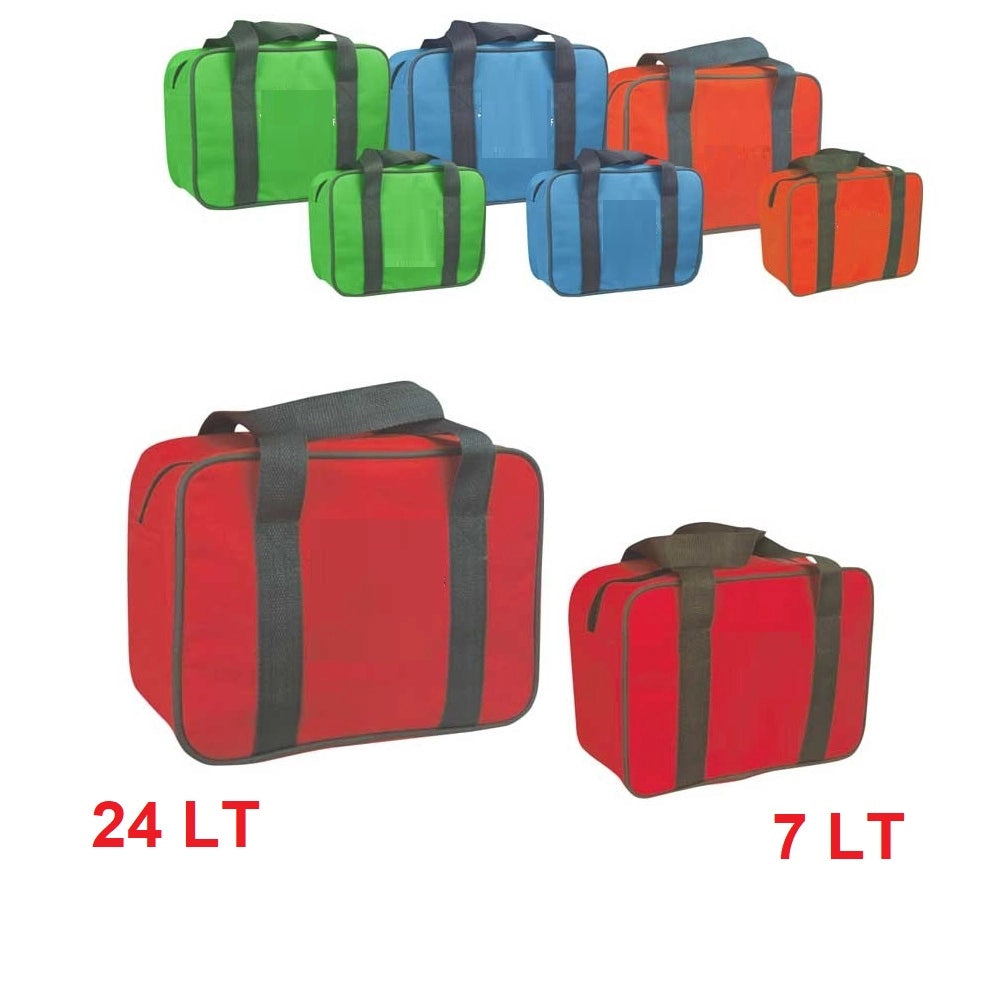 2 Borse Termiche 24LT e 7LT con 2 Mattonelle Ghiaccio 400ml colore Arancione