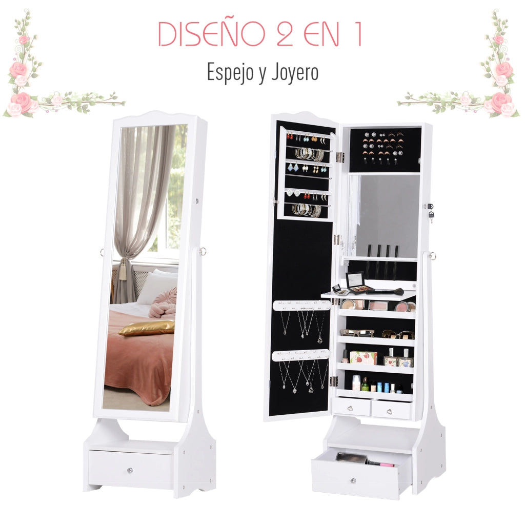 Cassettiera da Toeletta con Specchio e Luci LED ¨C zephmum ¨C 45x36x150cm
