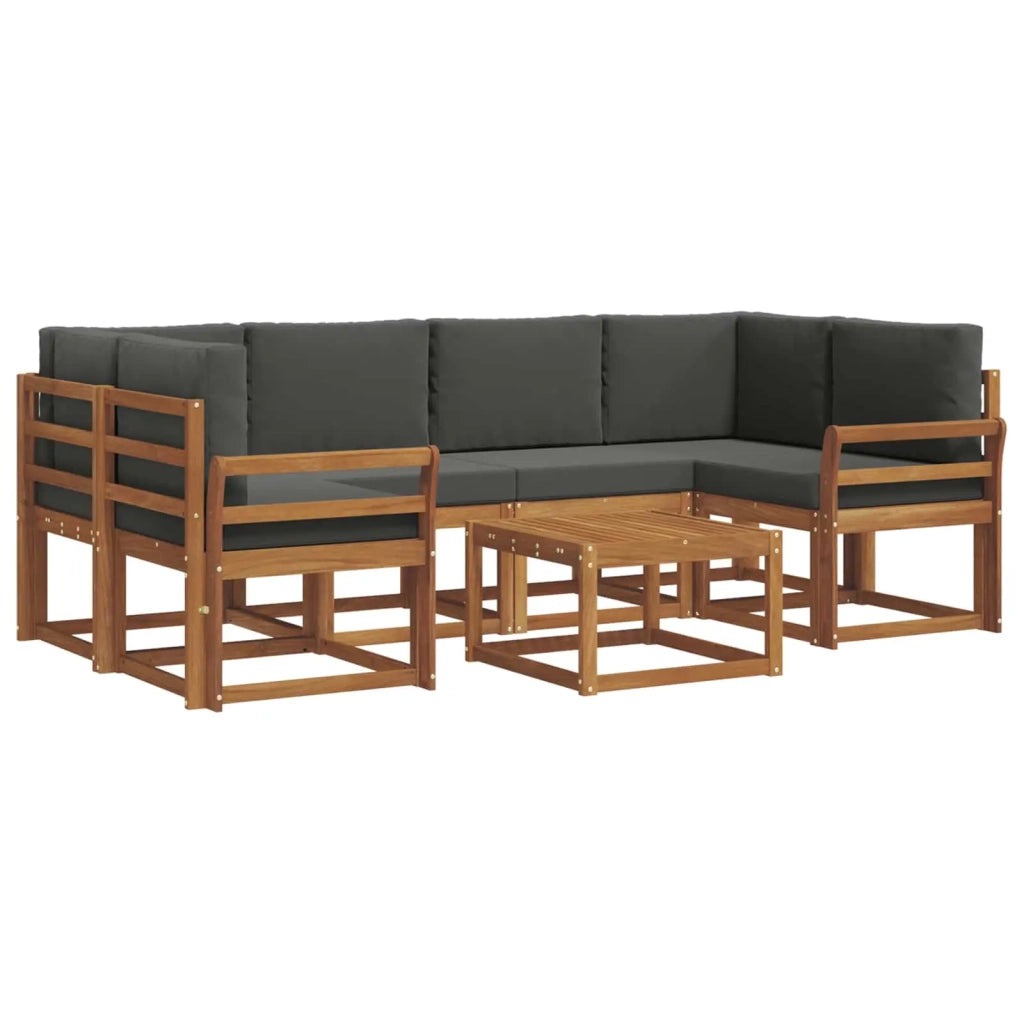 Set di divani da esterno con cuscino 7 pcs Naturale e Antracite