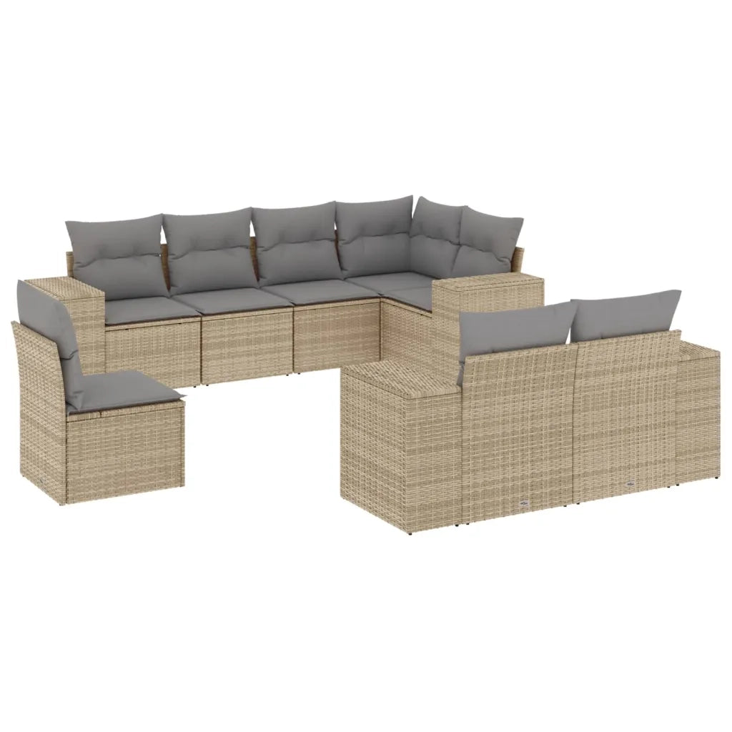 Set Divano da Giardino 8 pz con Cuscini Beige in Polyrattan 3222838