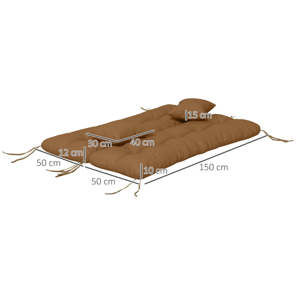Set di 4 Cuscini per Sedie ¨C zephmum ¨C 150x50 cm Marrone Imbottiti 10 cm