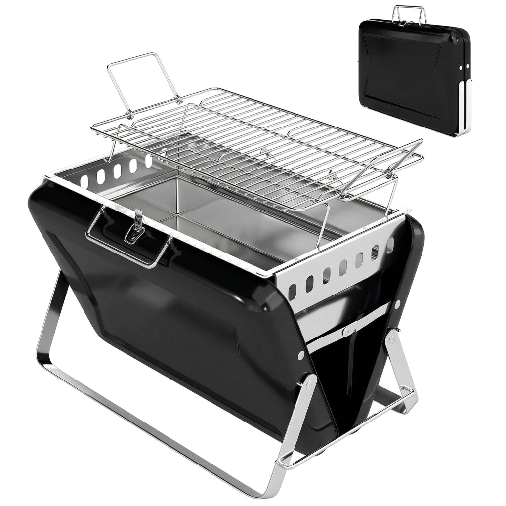 Griglia Barbecue a Carbone Smoker ¨C zephmum ¨C Acciaio Inox Nero 40x28x25.5cm