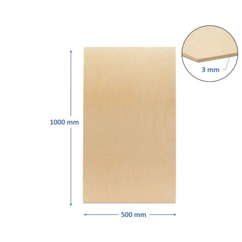 Pannello compensato 3 mm betulla baltica 1000 x 500 mm