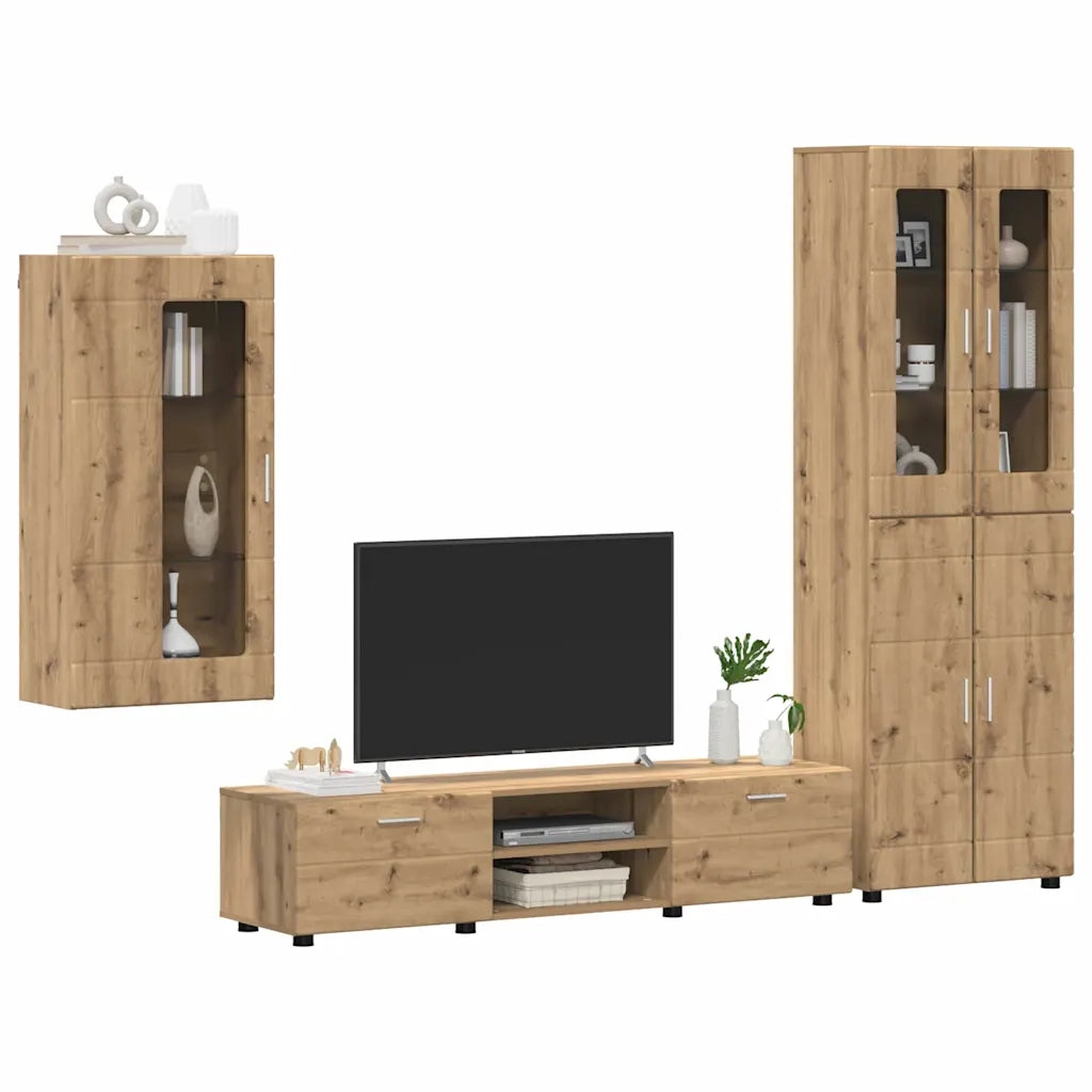 Set mobile TV FLORIN 3 pcs Rovere artigianale Legno multistrato 3397973