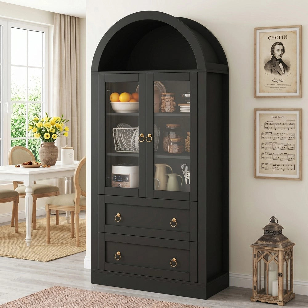 Armadio con ante e cassetti ¨C Minimal ¨C nero 80x36x170cm in legno multiuso per casa