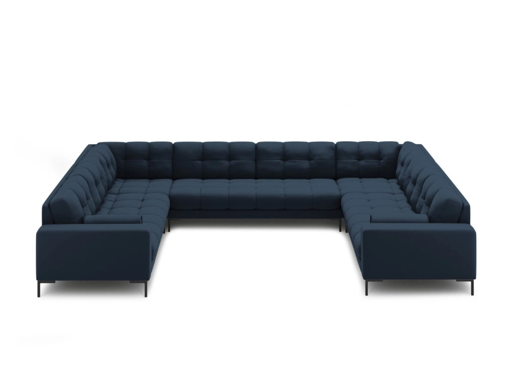 Cosmopolitan Design - Divano panoramico "Bali" 9 posti in tessuto strutturato blu 
