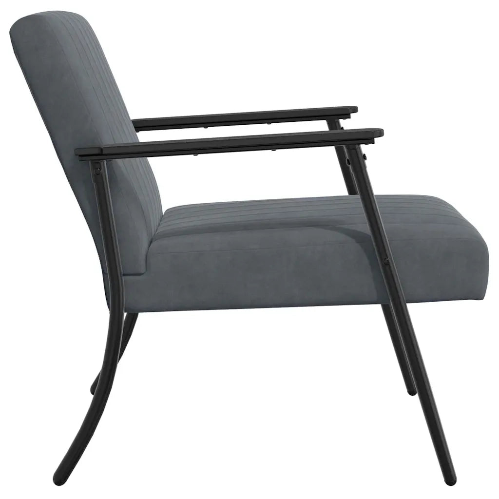 Poltrona-Divano Sedia-Poltroncina Grigio scuro Velluto 339317