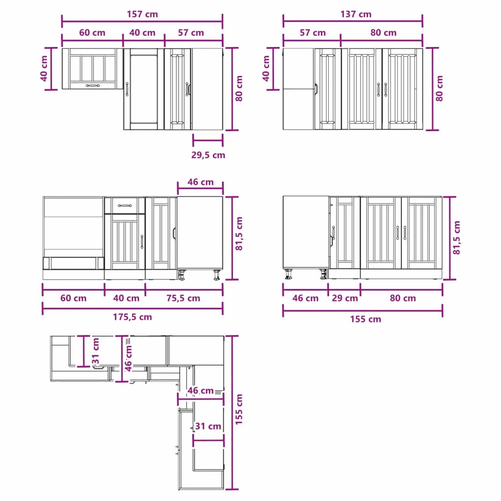 Unità Cucina LUCCA 8 pz Sonoma grigio Legno ingegnerizzato 3438397