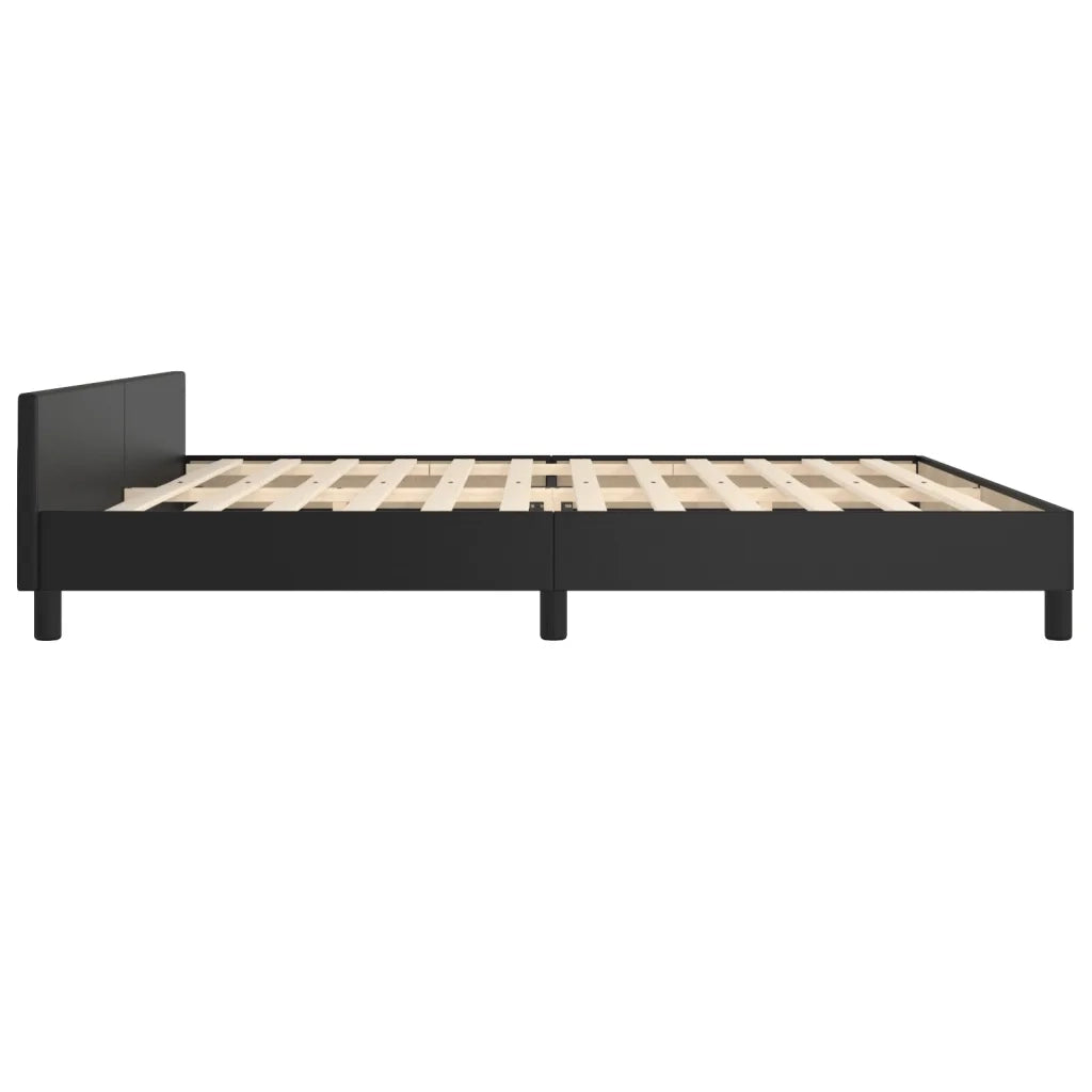 Giroletto con Testiera-Struttura Letto con testiera Nero 200x200 cm in Similpelle 596701