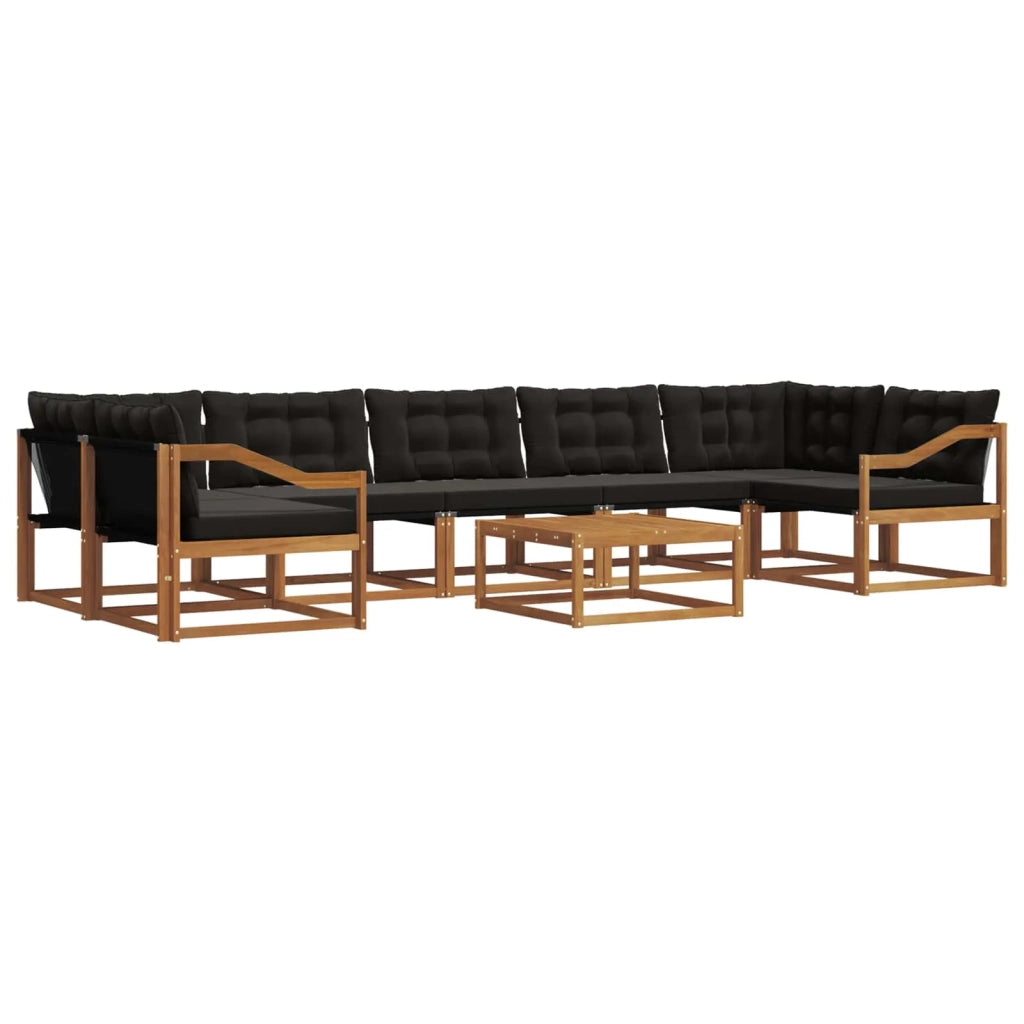 Set di divani da esterno con cuscino 8 pcs Naturale e Nero 3369299